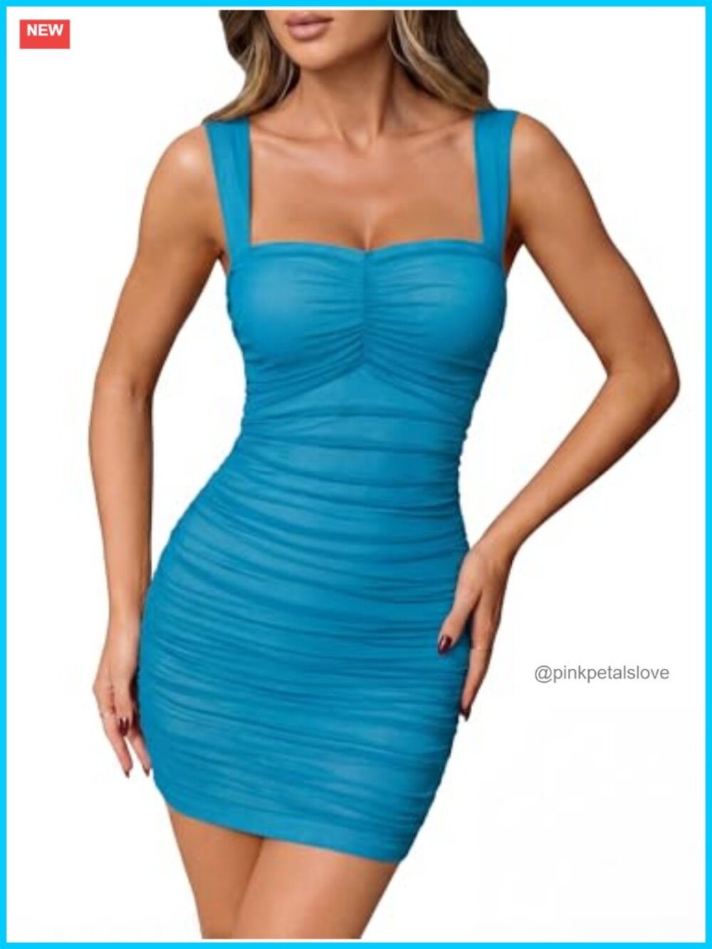 OQQ Ruched Bodycon Mini Dress Sleeveless Club Party Cocktail